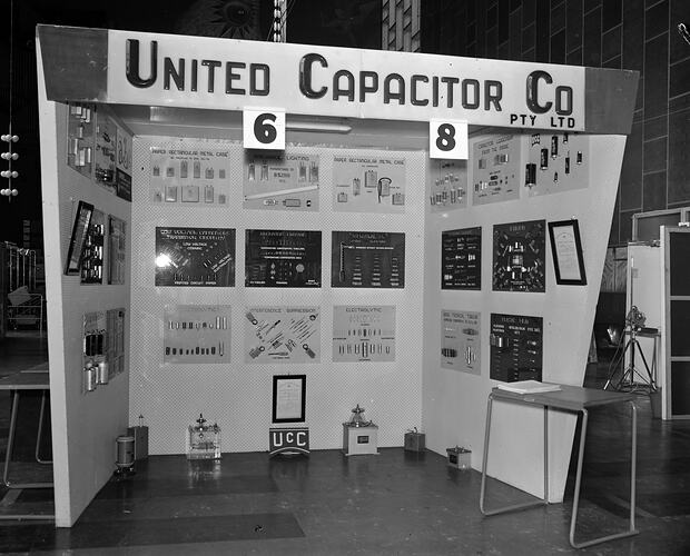 Mingay Publishing Co, United Capacitor Co Exhibition Stand, Parkville, Victoria, 26 May 1959