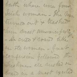 Open diary with handwritten text on discoloured worn page.