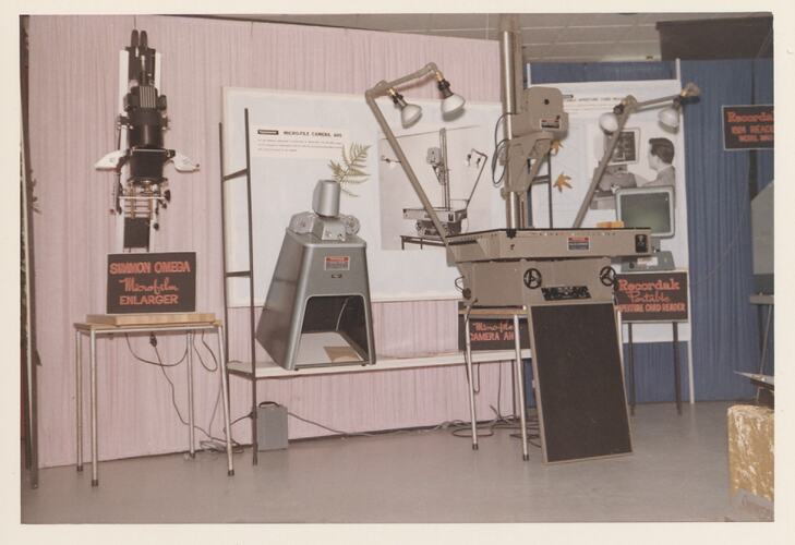 Exhibition of graphics machines with display panels.