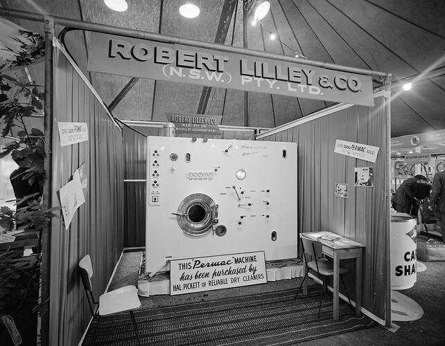 Permac Dry Cleaning Machine, Exhibition Display, Chevron Hotel, Melbourne, 10 Nov 1959