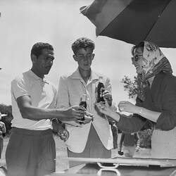 Coca Cola, Golfers Holding Soft Drink, Black Rock, Victoria, 19 Nov 1959