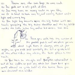 Document - M. Ukena, to Dorothy Howard, Description of Game 'Cock Fight', circa Mar 1955