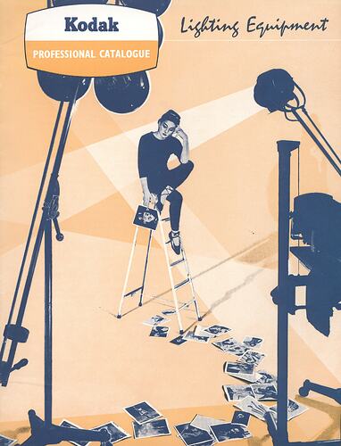 Cover page with photo of model in studio.