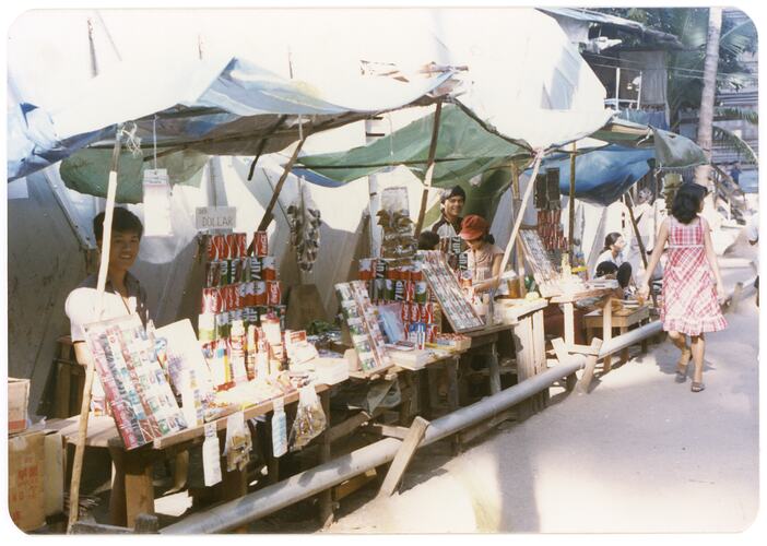 Market Stalls, Refugee Camp, Pulau Bidong, Malaysia, Apr 1981