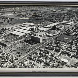 Framed aerial view of Kodak factory.