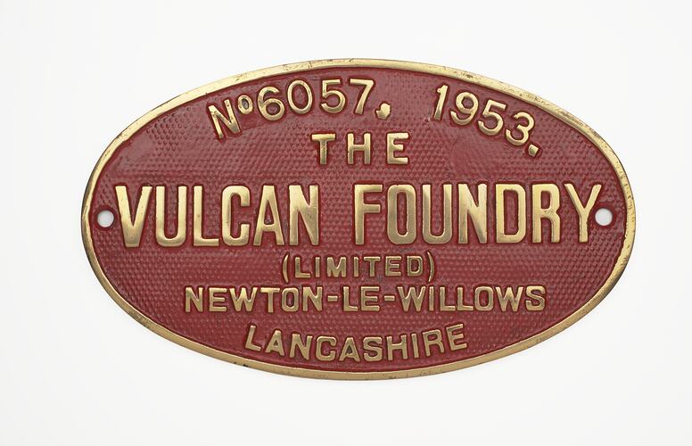 Locomotive Builders Plate - Vulcan Foundry Ltd, 1953