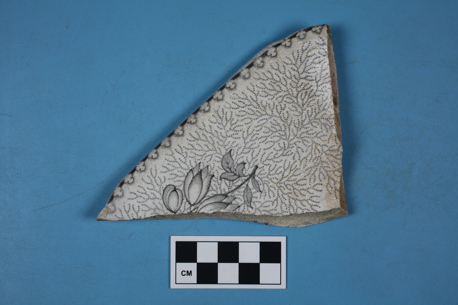 Platter Ceramic, Whiteware, Transfer Printed, Grey, Floral Pattern