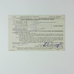 Receipt - Electoral Enrolment, John Woods, Fairfield, 28 Apr 1958