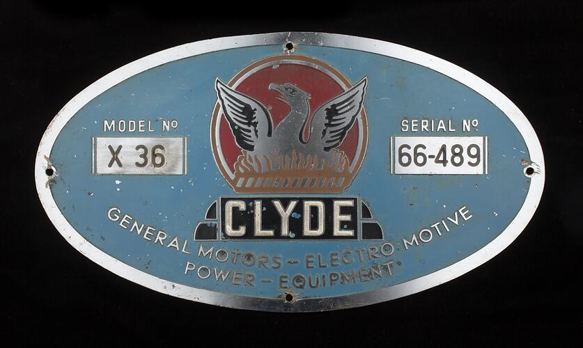 Locomotive Builders Plate - Clyde Engineering Co. Ltd., Granville Works, New South Wales, 1957