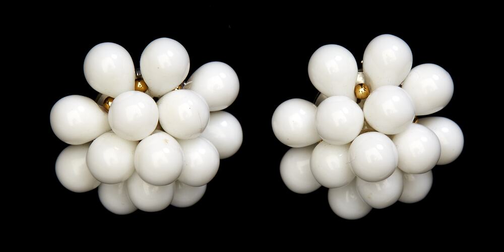 Earring - White Bead Clusters, Bernice Kopple, circa 1960s-1970s