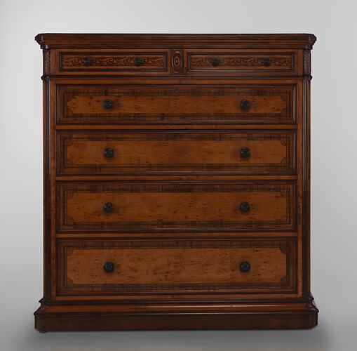 Chest of Drawers - W. H. Rocke & Co., Bedroom Suite, Melbourne International Exhibition, 1880
