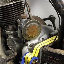 Close up of engine carburettor.