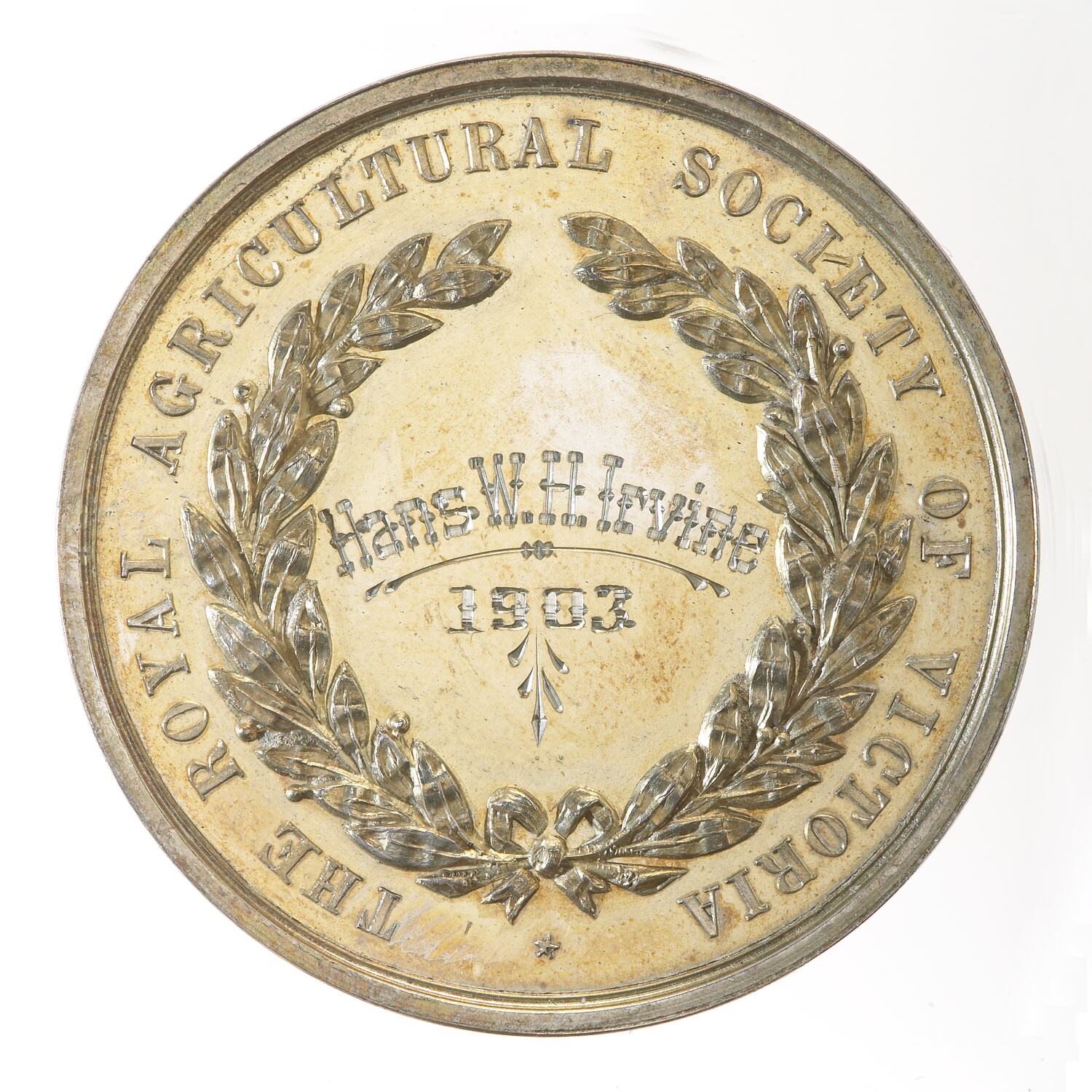 Medal Royal Agricultural Society of Victoria, Third Prize, Victoria, Australia, 1903 Medal Royal Agricultural Society of Victoria, Third Prize, Victoria, Australia, 1903
