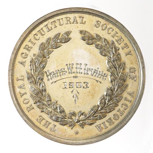 Medal - Royal Agricultural Society of Victoria Silver Prize, 1903 AD