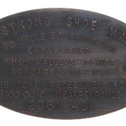 Medal - Armstrong Shoe Mart, Frankston, 1986 AD
