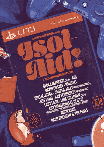 Isol-Aid Online Music Festival, Edition 18, Designed by Sebastian White, 18-19 July 2020