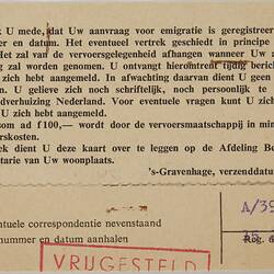 Cards - Payment Receipt, Dutch Relocation Foundation, The Netherlands To Theodorus Perdon, 15 Jun 1951