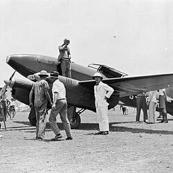 Negative - De Havilland DH-88 Comet Aeroplane G-ACSR, MacRobertson Centennial Air Race, Refueling in Darwin, Fannie Bay, Northern Territory, 1934