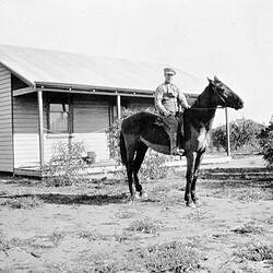 Negative - Dave Larkin on Soldier Settlement Bck, Kooloonong, Victoria, 1923