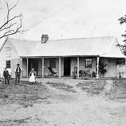Negative - Baum Family & Maids at their Home, Bony Point, Victoria, circa 1890