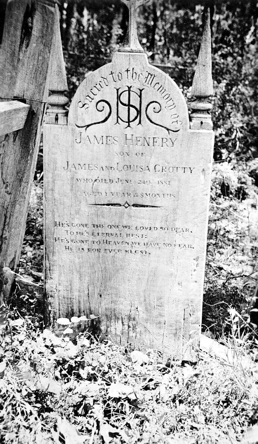 Negative - Headstone of James Henery Crotty, Margaret River District ...