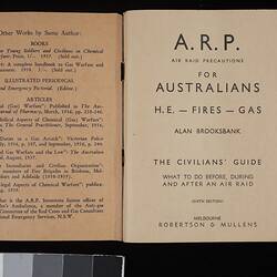 Book - Alan Brooksbank, 'Air Raid Precautions for Australians, Civilians' Guide', World War II, circa 1940