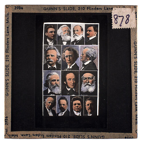 Lantern Slide - Universal Opportunity League, Fourteen Male Portraits