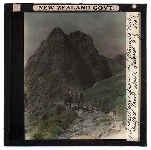 Lantern Slide - Universal Opportunity League, 'Mt. Balloon from McKinnon's Pass, New Zealand'