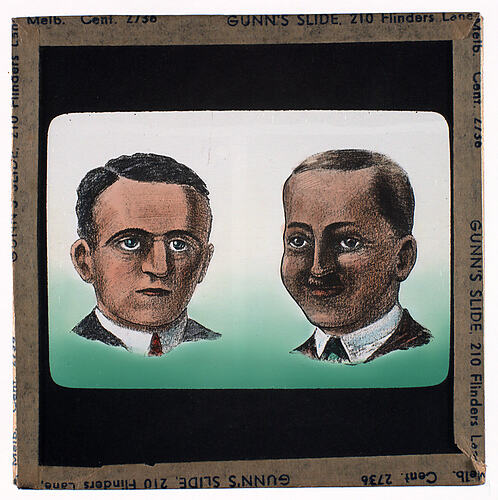 Lantern Slide - Universal Opportunity League, Two Male Heads