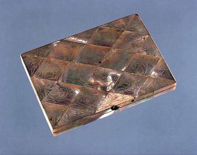 Front of card case showing mother of pearl finish