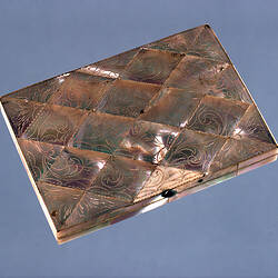 Front of card case showing mother of pearl finish