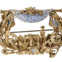 Brooch - Miner's, Gold & Enamel, George Bell, Footscray, Victoria, circa 1869