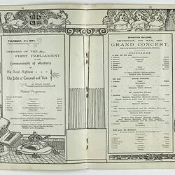 Printed double page of booklet,  in black and white with black and white photographs and illustrations.