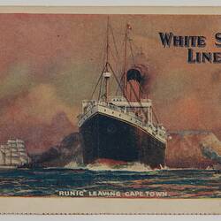 Postcard - 'Runic Leaving Cape Town', Private John 'Jack' Peile to Siblings, World War I, Aug 1915