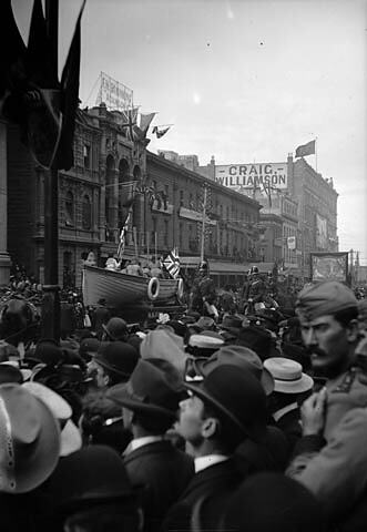 Glass Stereograph Negative - Federation Celebrations, Seamen's Union ...