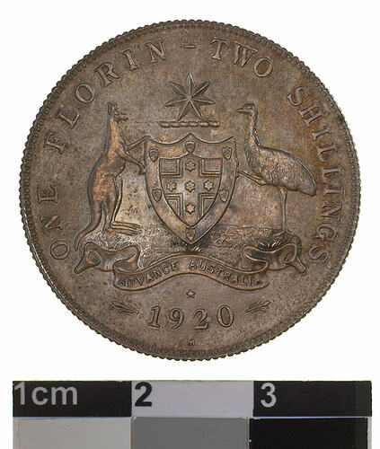 Pattern Coin - Florin (2 Shillings), Australia, 1920, photographed by Museums Victoria