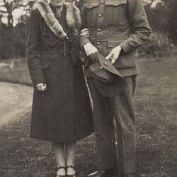 Digital Photograph - Serviceman Standing with his Wife, Brunswick West, 1940