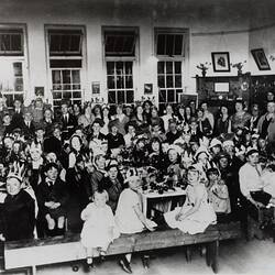 Digital Photograph - Class & Parents at Christmas Party, Ringwood East State School, 1930