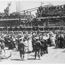 Proof - Crowd of People Farewell Ship of Soldiers, World War I, 1914-1918