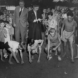Photograph - Boys Playing Marbles, Watched by Dorothy Howard & Unknown Man, Dorothy Howard Tour, Perth, Apr 1955