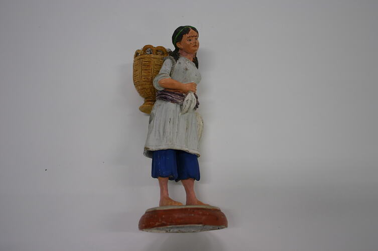 Indian Figure - Woman With Basket, Lucknow, Clay, circa 1880