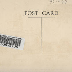 Postcard - Southern Facade, Exhibition Building, Nucolorvue Productions, Melbourne, 1947-1955 (Reverse)