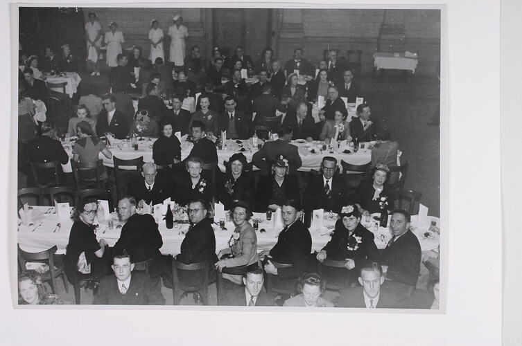 Photograph - Dinner for Returned World War II Personnel, Group Seated at Tables, Kodak, Sydney, 1946-1947
