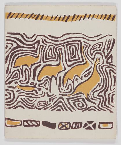 Greeting Card - Animal Shapes & Lines, Brown & Mustard, No. 0067, circa 1949-1955