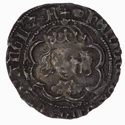 Coin, round, a crowned bust of the King facing; around (mm tun) HENRIC DI GRA REX AGLI Z FR.