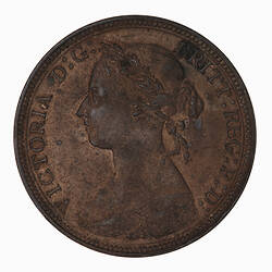 Coin - Halfpenny, Queen Victoria, Great Britain, 1884 (Obverse)