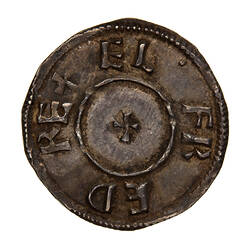 Coin, round, small cross pattee; text around, ELFRED REX.