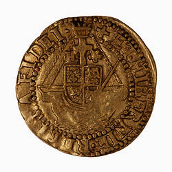 Coin, round, at centre a ship at sea with cross as mast surmounted by top-castle.