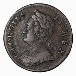 Coin - Halfpenny, George II, Great Britain, 1753 (Obverse)