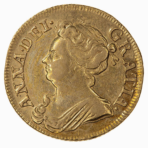 Coin - Guinea, Queen Anne, Great Britain, 1713 (Obverse)